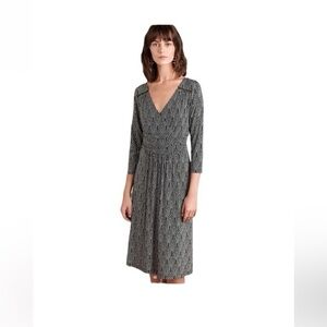 Anthropologie Black & White Midi, Long Sleeve Dress
